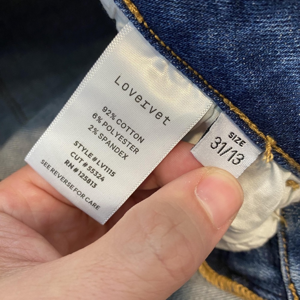 Lovervet Vervet Straight Jeans Womens 31/13 Blue Med Wash Mid Rise Distressed - Picture 4 of 12